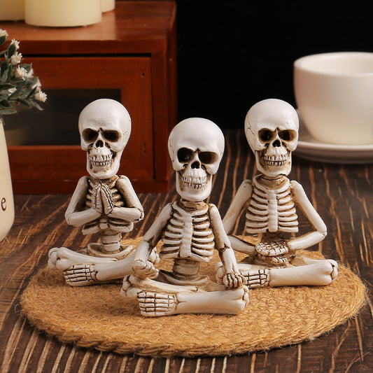 Meditation Skeleton Trio-Desk Decor-Funny Skeleton Figurine Set