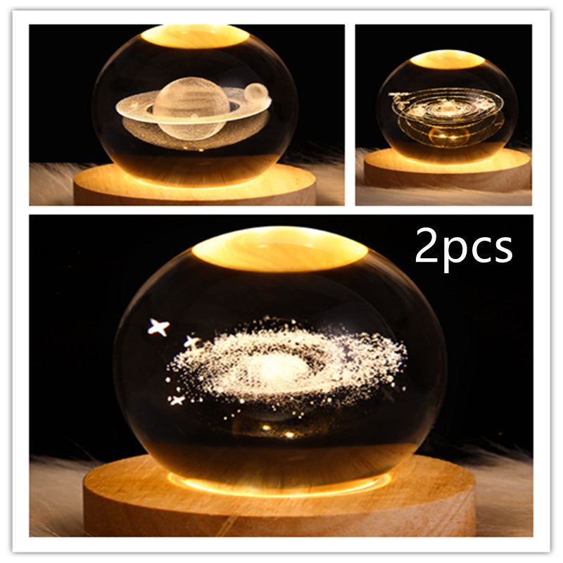 LED Night Light-Galaxy Crystal Ball Table Lamp-3D Decorative Lamp