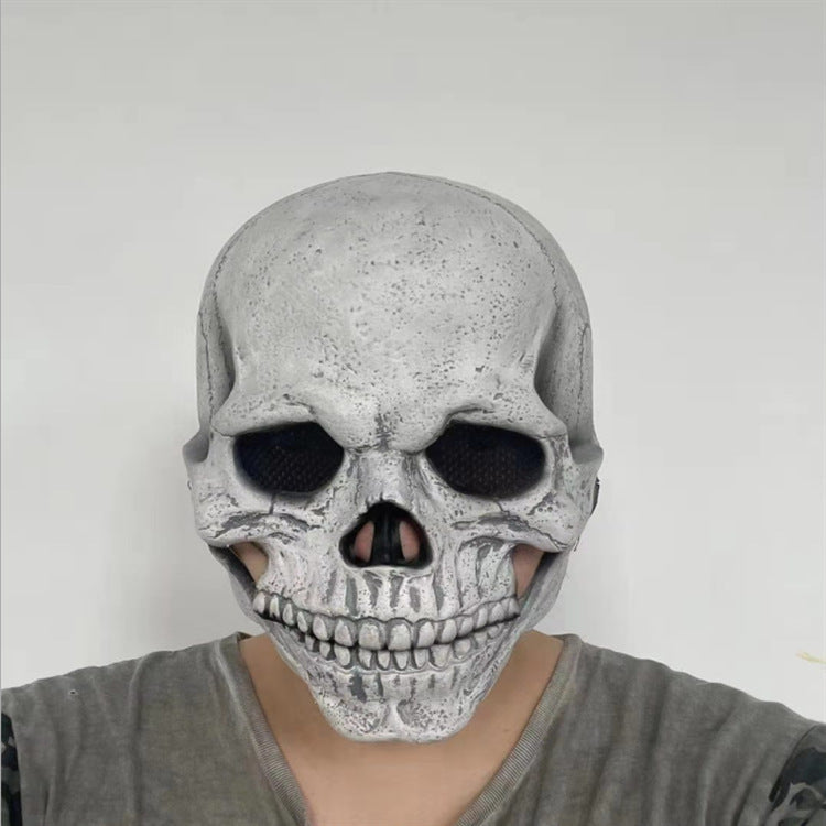 Skull Head-Mask-Helmet-MOVEABLE JAW- Full Head Halloween Mask