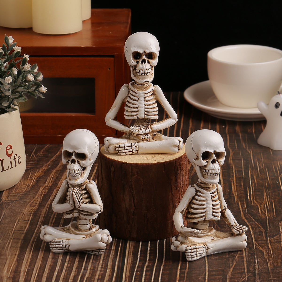 Meditation Skeleton Trio-Desk Decor-Funny Skeleton Figurine Set