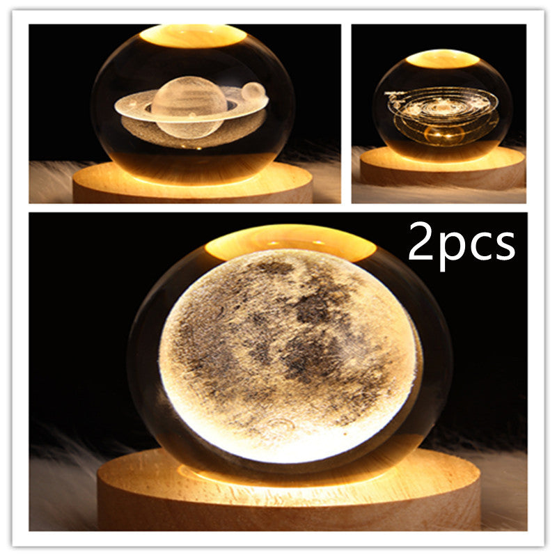 LED Night Light-Galaxy Crystal Ball Table Lamp-3D Decorative Lamp