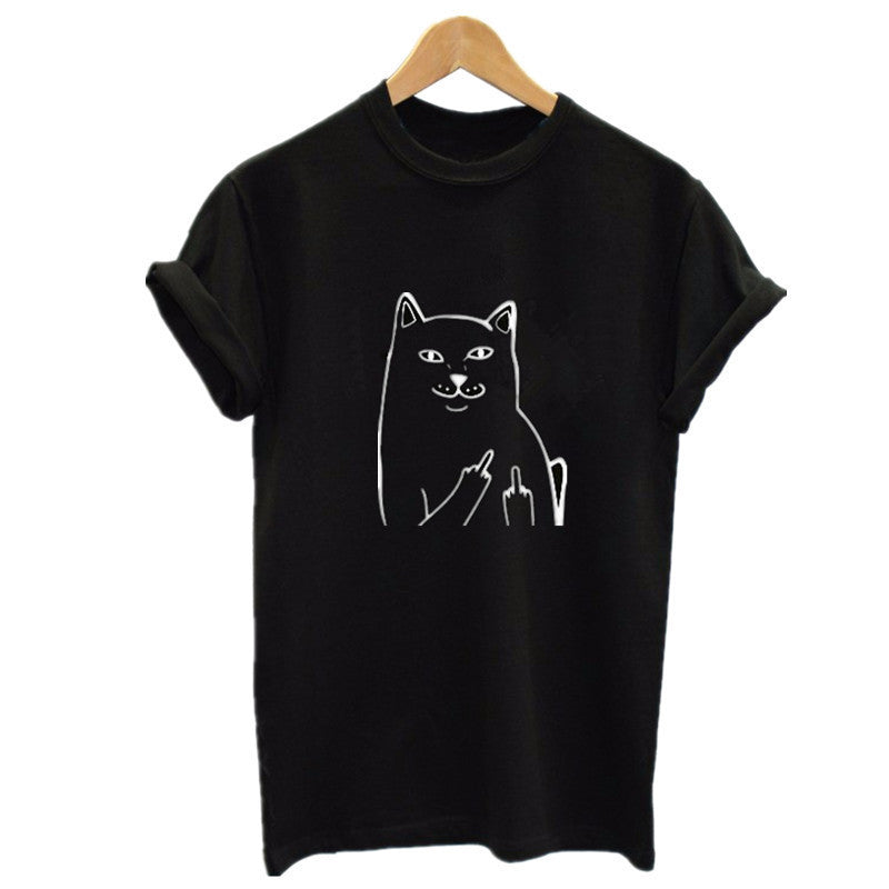 Kitty Cat Tee Shirt-Cat Flips The Bird-Cat Shirt Politically Incorrect