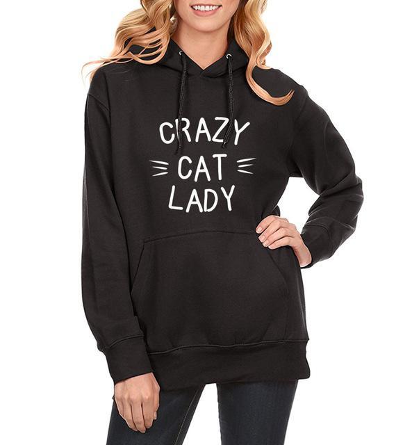 CRAZY Cat Lady Hoodies-Ladies Sizes-Pullover Hooded Sweatshirts