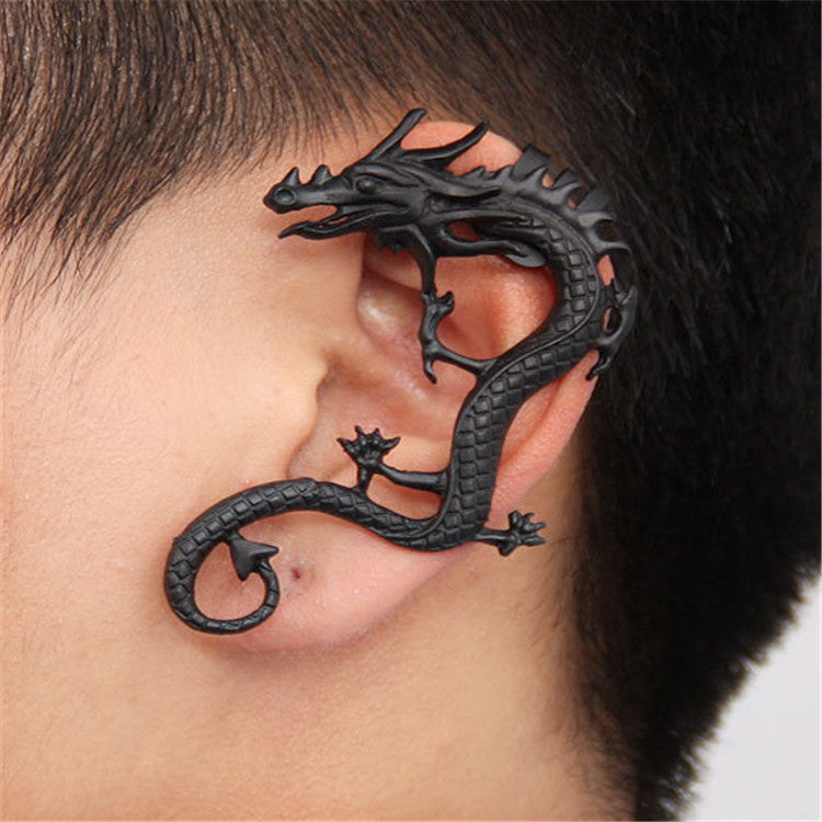 Left Ear Dragon Wrap-Around Clip-Dragon Design Ear Jewelry