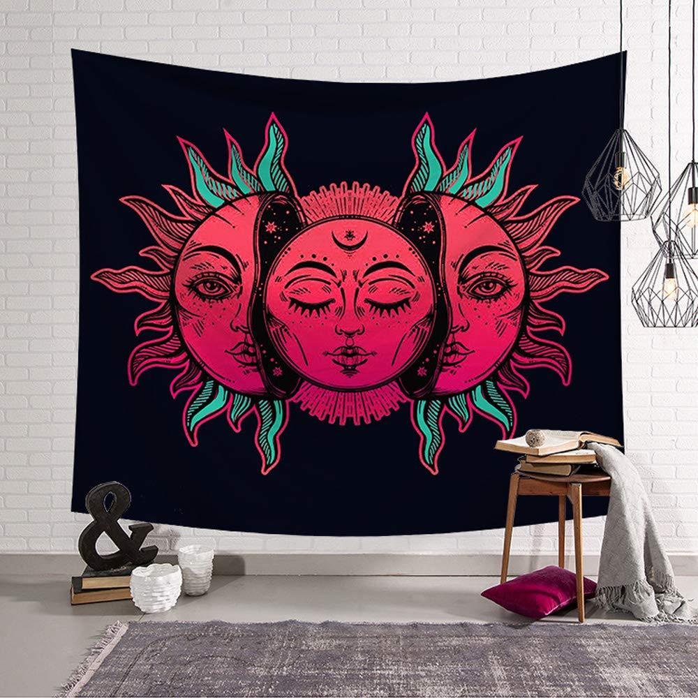 Sun And Moon Boho Style Tapestry-Retro Vibrant Pink Sun Wall Hanging