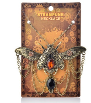 Steampunk Design-Vintage Style Beetle Pendant Necklace-Beautiful Beetle