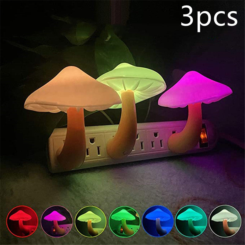 LED Mushroom Night Light-Single Wall Socket Lamp With Sensor