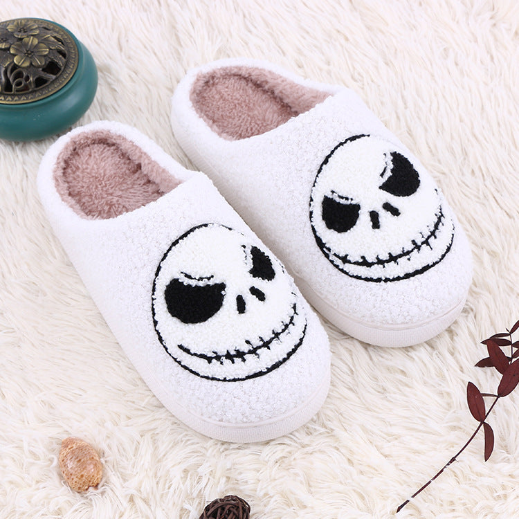 Smiling Skeleton Face Slippers-Non Slip-Halloween Theme Slippers