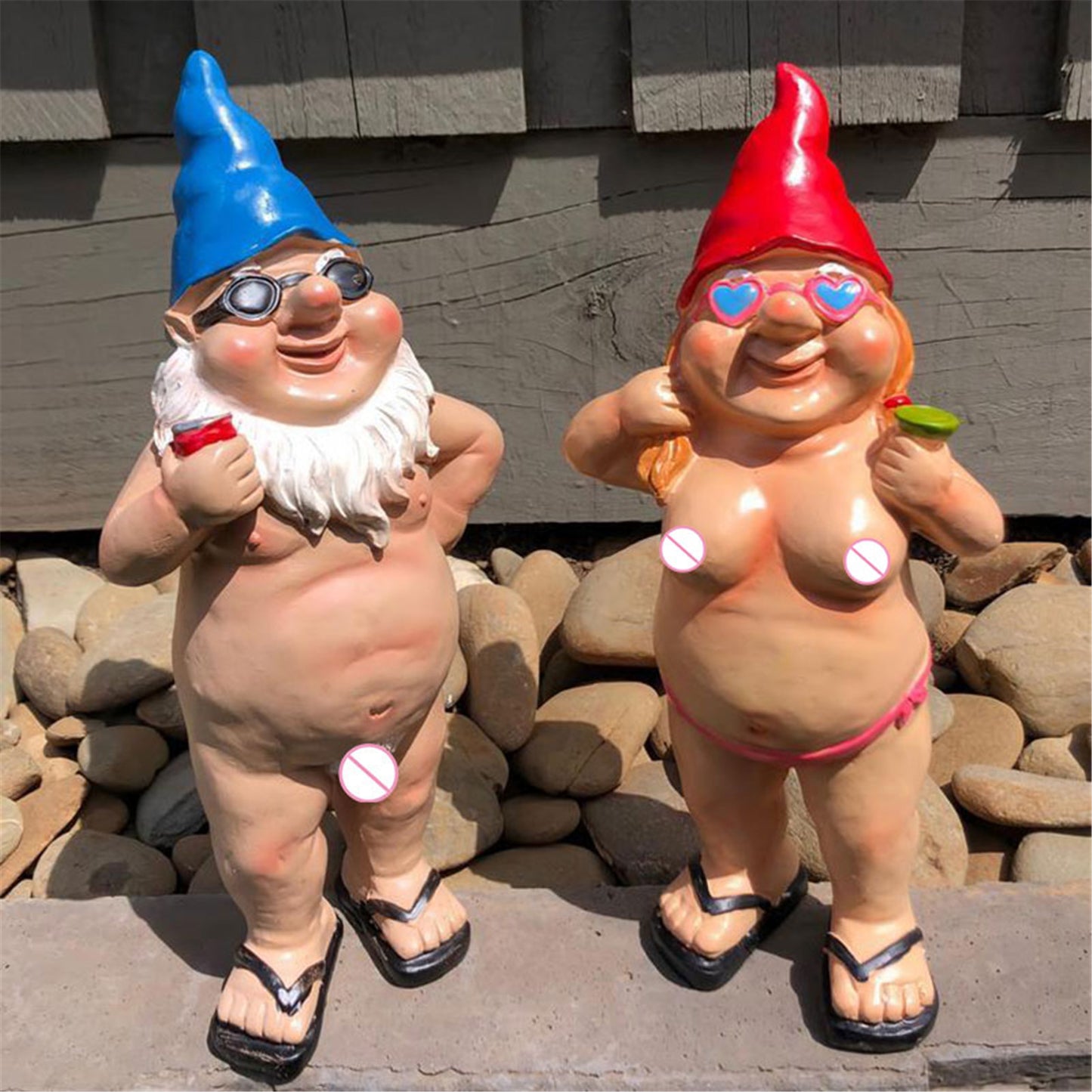 Garden Gnomes-Politically Incorrect-Two Varieties-Red Hat-Blue Hat