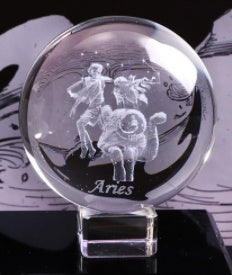 Laser Engraved Zodiac Crystal Ball-All 12 Astrological Signs