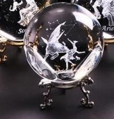 Laser Engraved Zodiac Crystal Ball-All 12 Astrological Signs