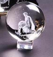 Laser Engraved Zodiac Crystal Ball-All 12 Astrological Signs