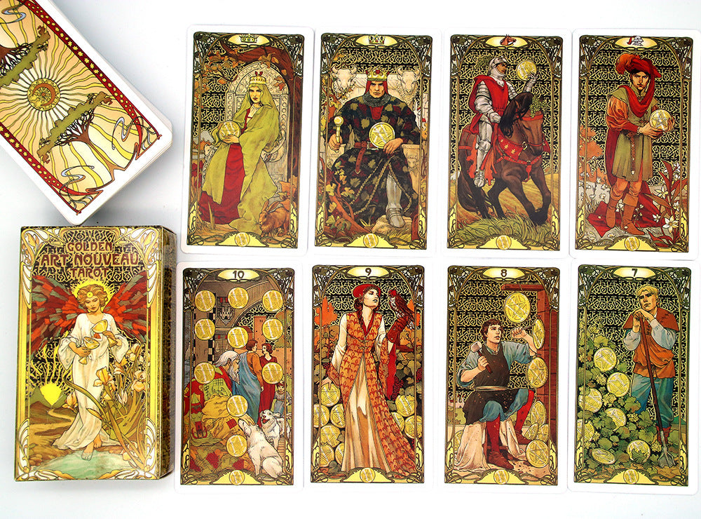 Golden Art Nouveau Tarot Card Deck-Oracle-Tarot Divination Cards