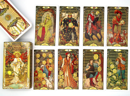 Golden Art Nouveau Tarot Card Deck-Oracle-Tarot Divination Cards