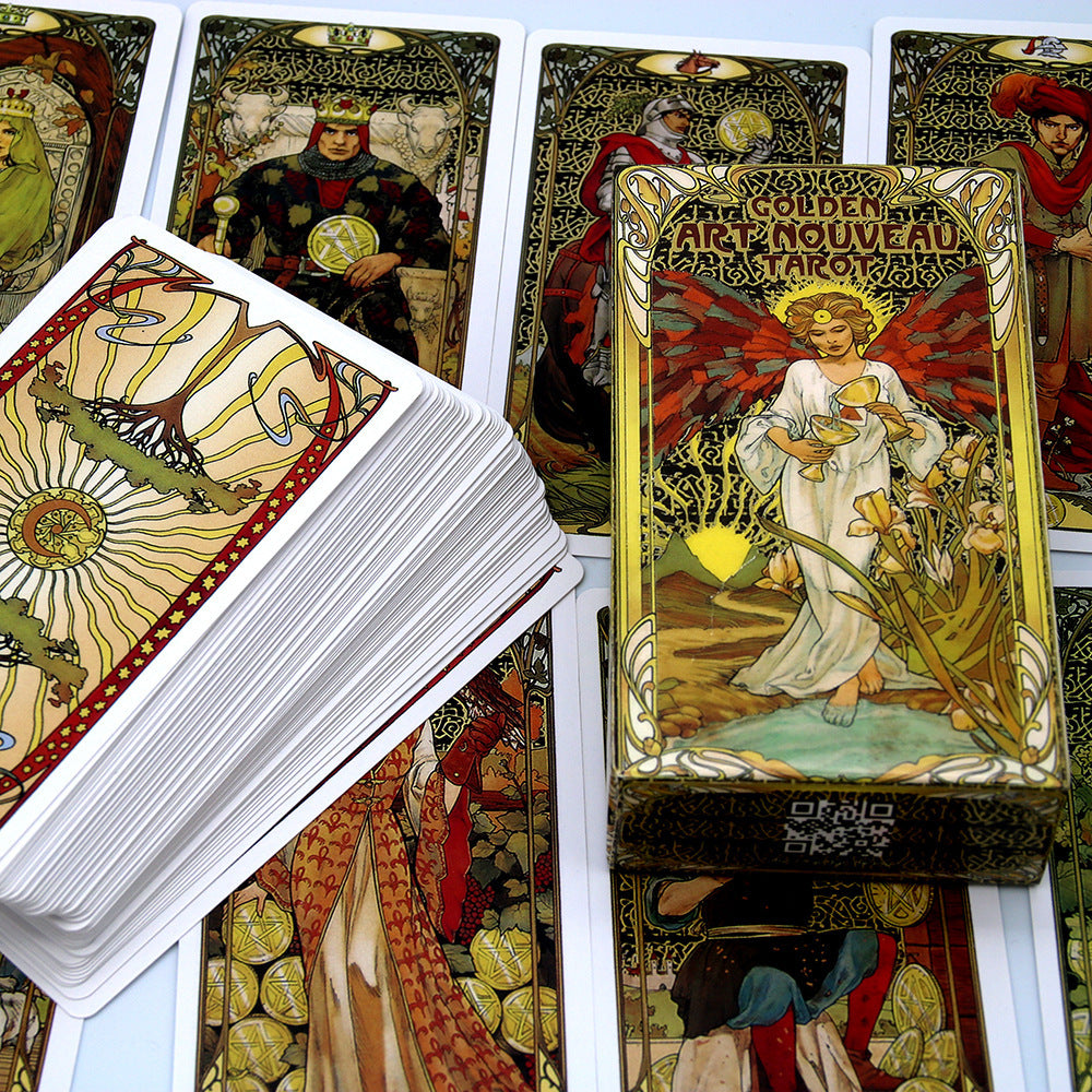 Golden Art Nouveau Tarot Card Deck-Oracle-Tarot Divination Cards