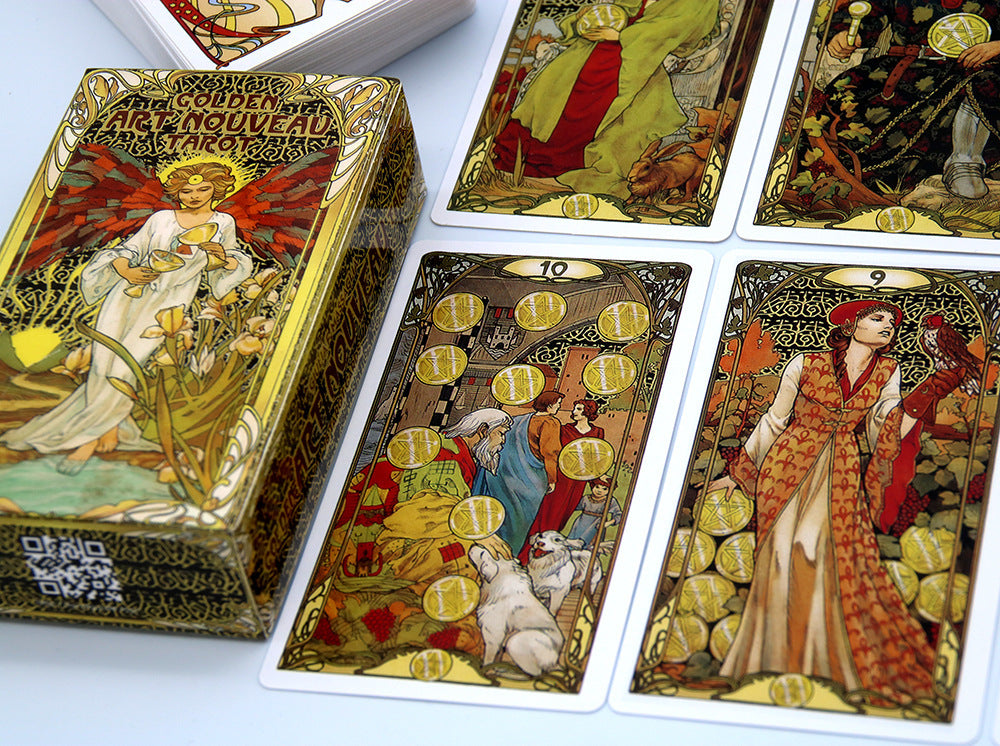 Golden Art Nouveau Tarot Card Deck-Oracle-Tarot Divination Cards