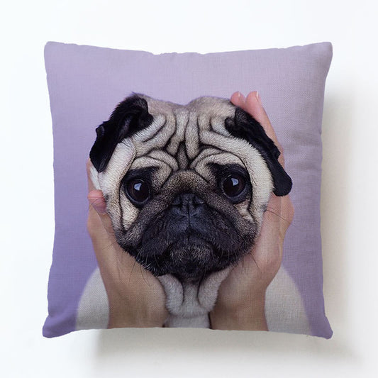 Dog Face Pillow Case-Throw Pillow Cover-Funny Dog Faces Linen Covers