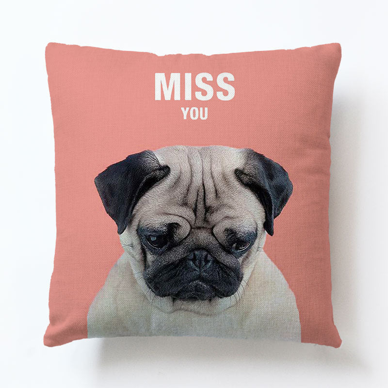 Dog Face Pillow Case-Throw Pillow Cover-Funny Dog Faces Linen Covers