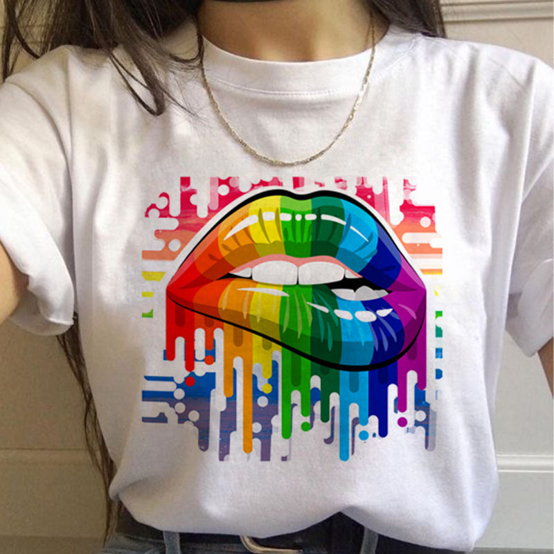 T-Shirts Gay Pride Slogans-Pride Rainbow-Front Design Ladies Styles