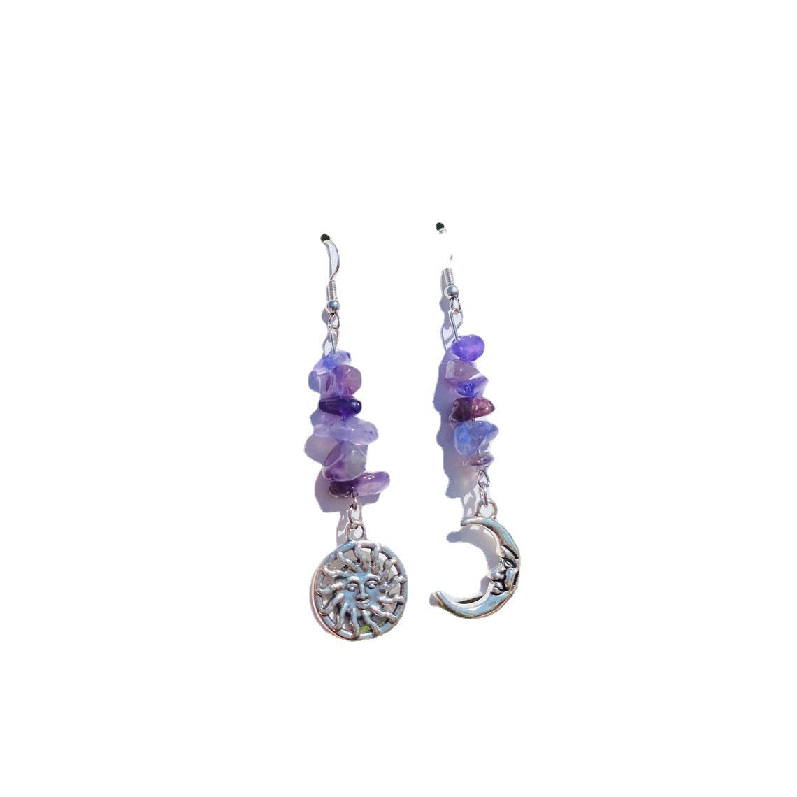 Sun And Moon Hippie Boho Crystal Earrings-Silvertone Jewelry