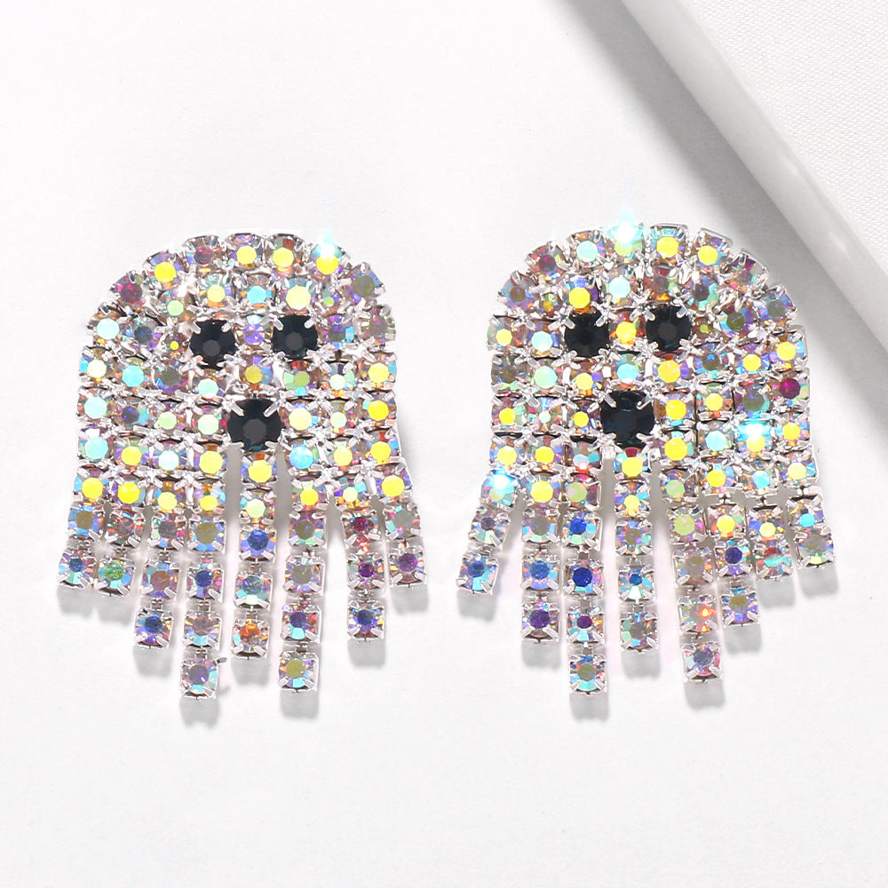 Crystal Ghost Earrings-Sparkly-Colorful-Small Ghosts/ Large Ghosts