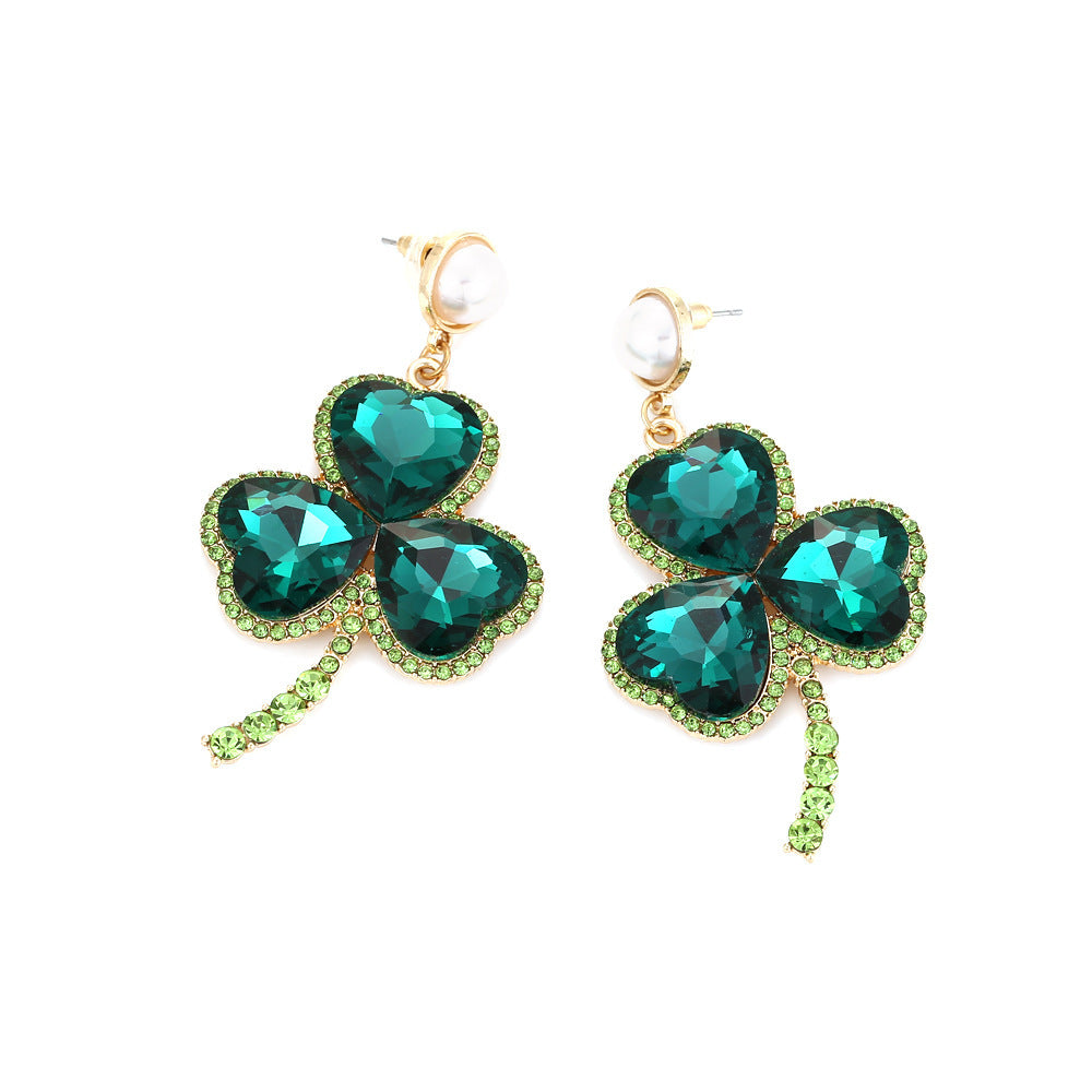 Colorful Emerald Crystals-Clover Earrings