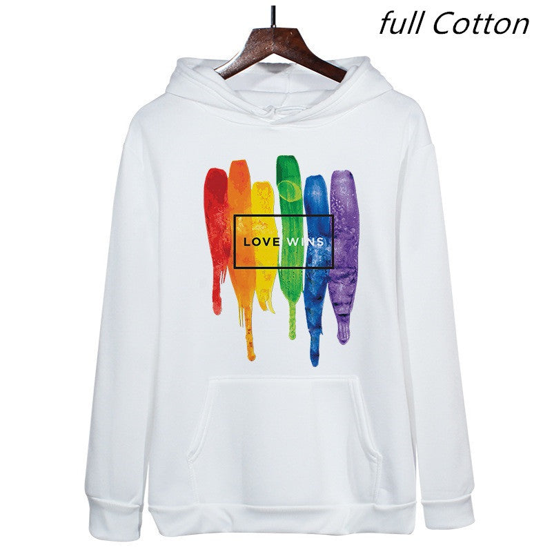 Pride-LGBT-Cotton Fleece Hoodies-Pullover Sweatshirts-Love Wins