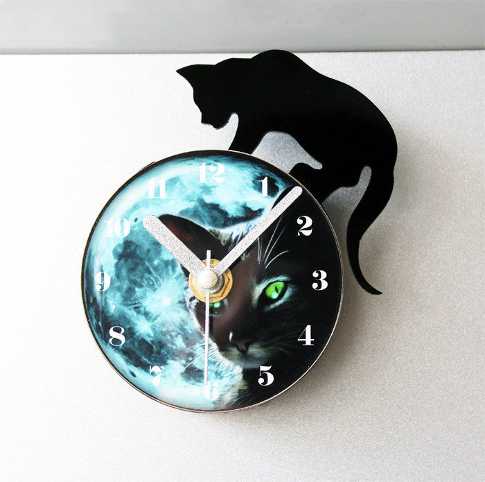 Refrigerator Cat Magnet With Clock-Decorative Cat Clock With Magnet