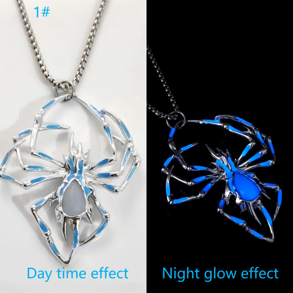 Luminous Spider Necklace-Halloween-Goth Style Spider-Luminescent Colors