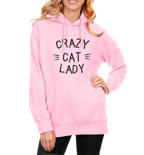 CRAZY Cat Lady Hoodies-Ladies Sizes-Pullover Hooded Sweatshirts