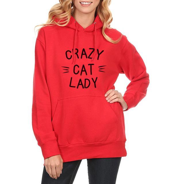 CRAZY Cat Lady Hoodies-Ladies Sizes-Pullover Hooded Sweatshirts