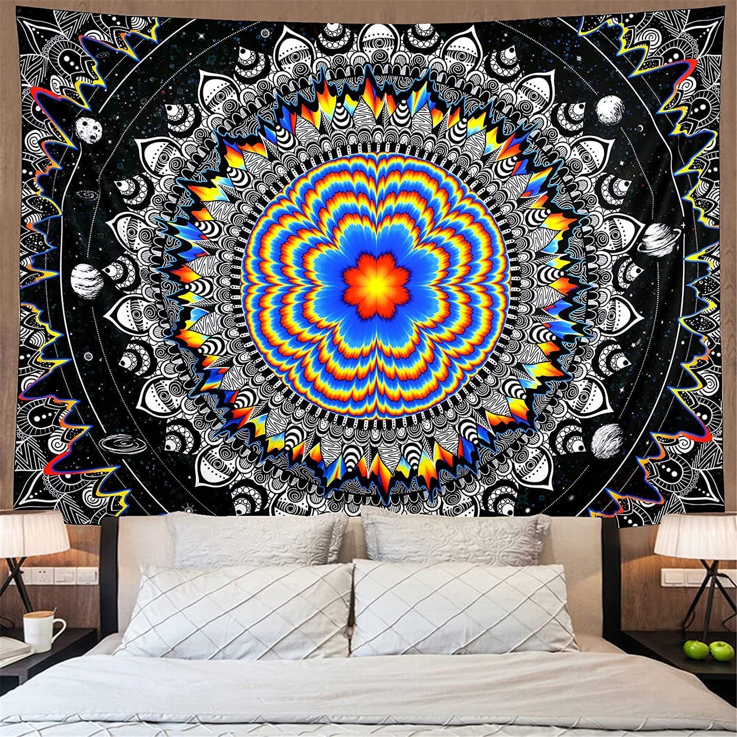 Hippie Boho Psychedelic Tapestry-Retro Mandala Wall Hanging