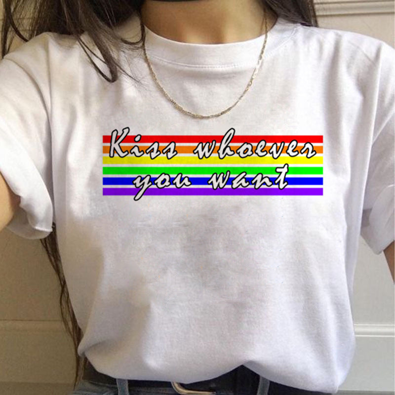 T-Shirts Gay Pride Slogans-Pride Rainbow-Front Design Ladies Styles