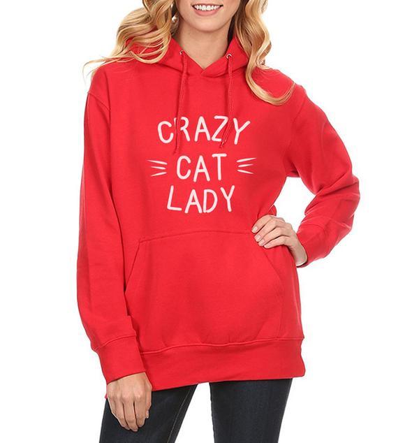 CRAZY Cat Lady Hoodies-Ladies Sizes-Pullover Hooded Sweatshirts