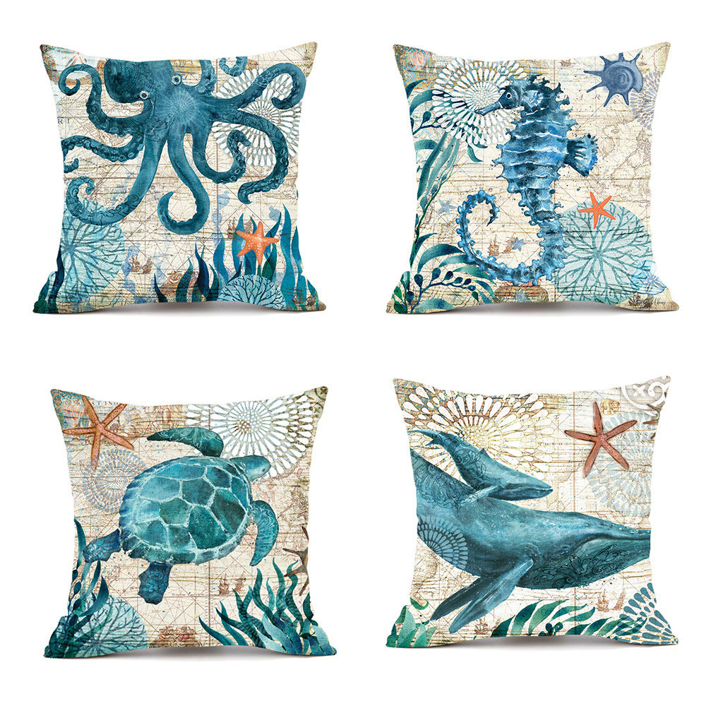 Throw Pillow Covers-Sea Turtle Aquatic Animals-Home Decor Pillow Cover