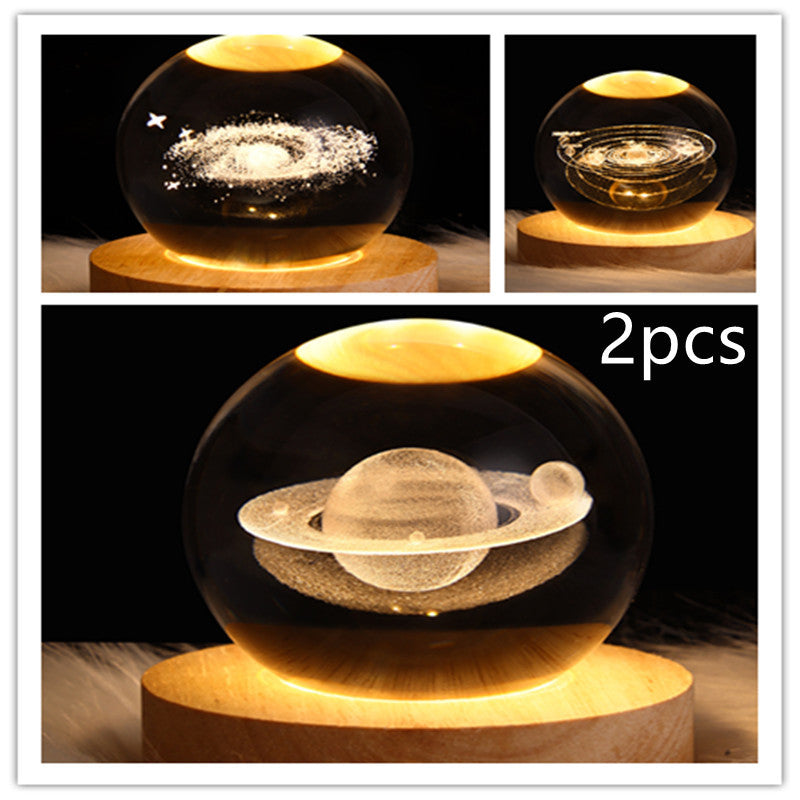 LED Night Light-Galaxy Crystal Ball Table Lamp-3D Decorative Lamp