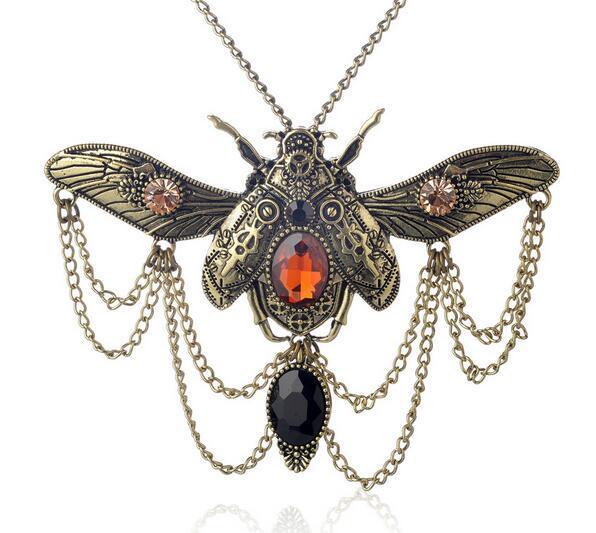 Steampunk Design-Vintage Style Beetle Pendant Necklace-Beautiful Beetle