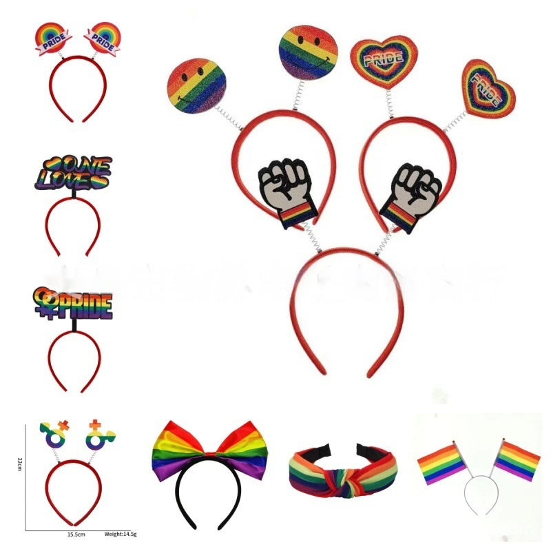 Pride Theme Headbands-Colorful Rainbow Headgear-Party-Parade-Fun