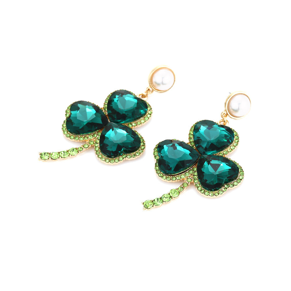 Colorful Emerald Crystals-Clover Earrings