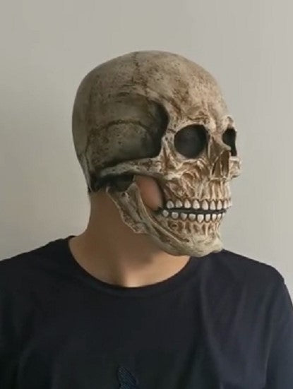 Skull Head-Mask-Helmet-MOVEABLE JAW- Full Head Halloween Mask