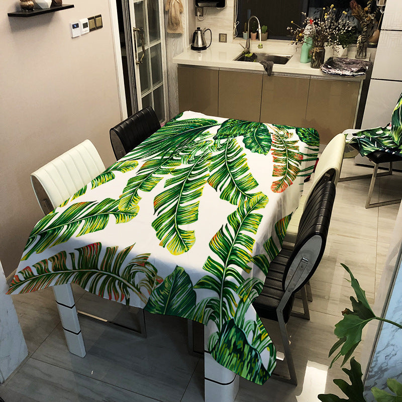 Waterproof Tablecloths-Green Leaves-Jungle Themed Table Coverings