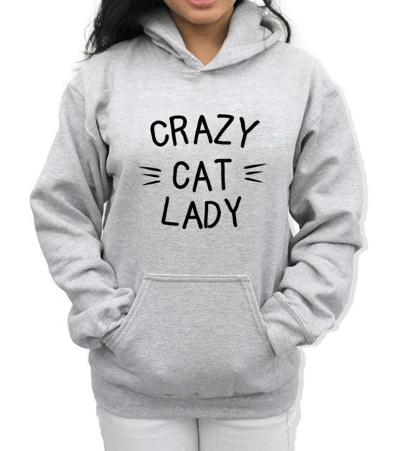 CRAZY Cat Lady Hoodies-Ladies Sizes-Pullover Hooded Sweatshirts