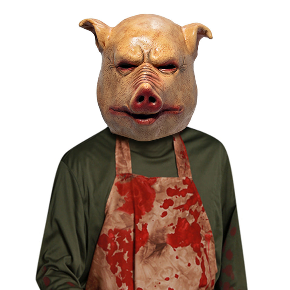 Full Size PIGGY Head Mask- Pig Horror Halloween Headgear-Pig Man Head