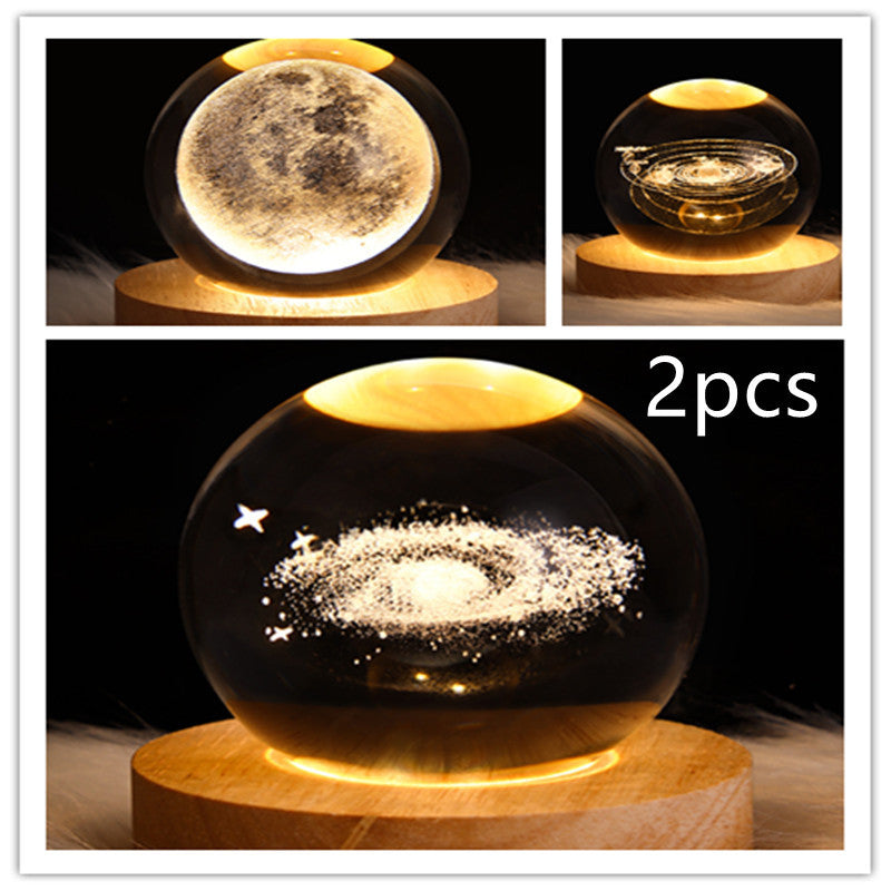 LED Night Light-Galaxy Crystal Ball Table Lamp-3D Decorative Lamp