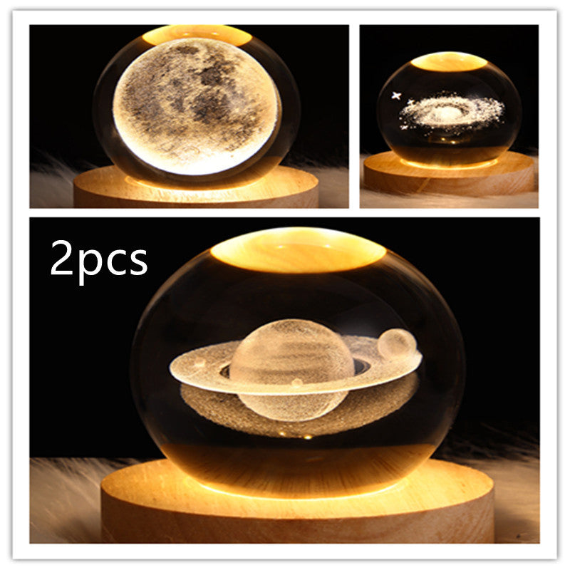 LED Night Light-Galaxy Crystal Ball Table Lamp-3D Decorative Lamp