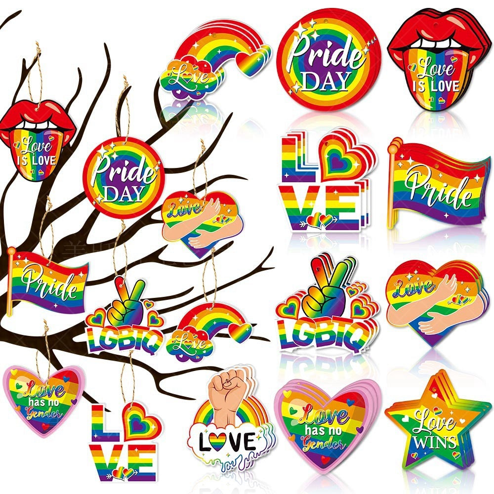 Pride Ornaments-Pack of 10 Rainbow Pride Slogans-Party Favors