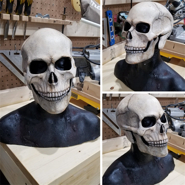 Skull Head-Mask-Helmet-MOVEABLE JAW- Full Head Halloween Mask