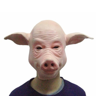 Piggy Face Head Mask-Theatrical-Cosplay-Halloween-Bald Pig Man