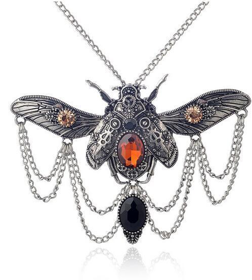 Steampunk Design-Vintage Style Beetle Pendant Necklace-Beautiful Beetle