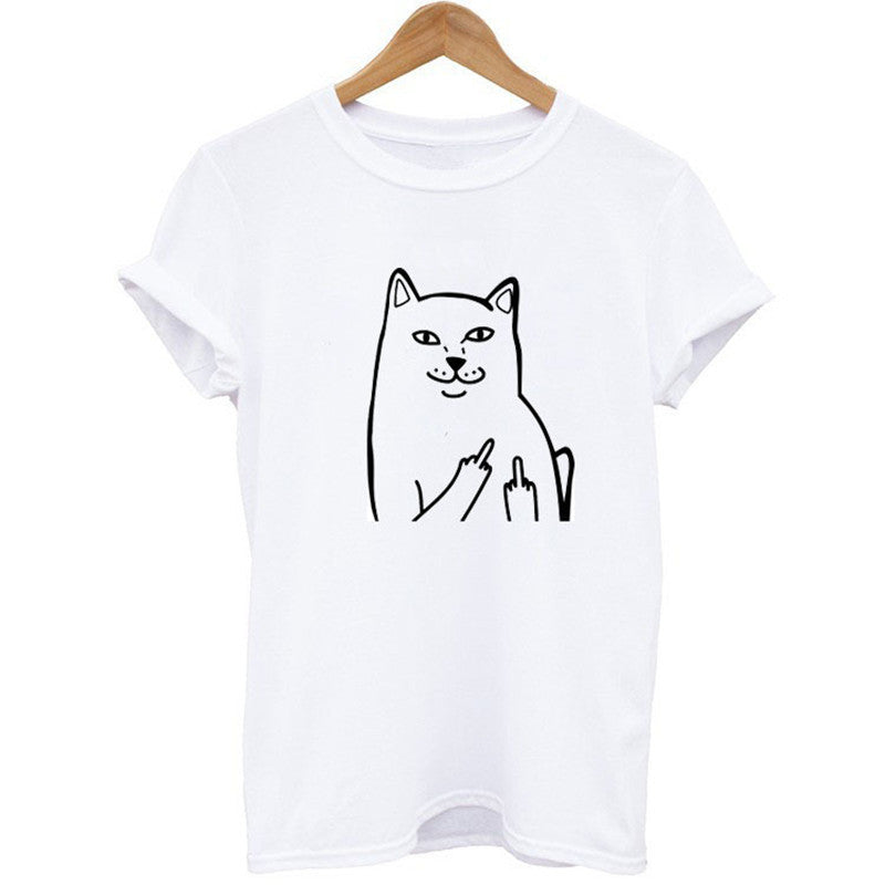 Kitty Cat Tee Shirt-Cat Flips The Bird-Cat Shirt Politically Incorrect